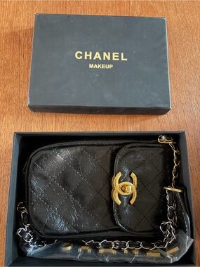 CHANEL GWP Black Quilted Crossbody Bag with Gold turnlock opening